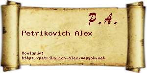 Petrikovich Alex névjegykártya